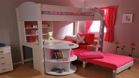kids bedroom bed design with modern wooden bed and safety rails